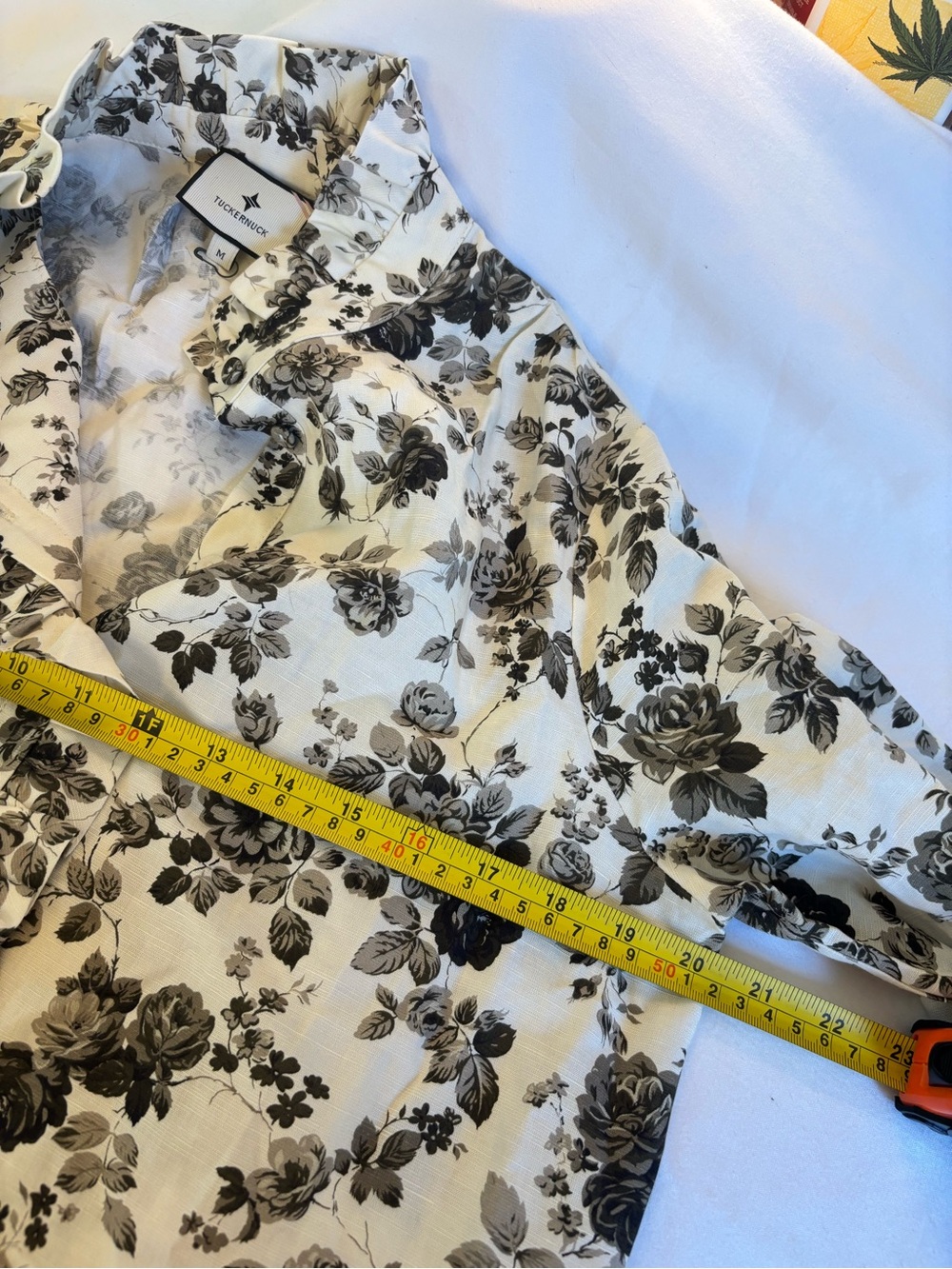 Tuckernuck White and Black Floral Long-Sleeve Ruffle-Hem Mini Dress - Picture 8 of 9